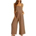 thumbnail image 1 of 2026 ! JINMGG Two Piece Outfits Women, 2026 Fashion Fall Women's 2-piece Casual Suit Linen Shorts Sleeveless Top Vest Sleeveless Crewneck Top/Shirt Suit Brown XXXL, 1 of 6