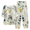 thumbnail image 1 of 2026 ! JINMGG Two Piece Outfits Women, 2026 Fashion Fall Women's Summer Printed Half Sleeve Round Neck Cropped Top + Casual Pants Suit Set Two Piece Lounge Set Beige S, 1 of 5