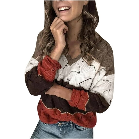 2024 Clearance! JINMGG V Neck Sweaters for Women Fall Winter Clearance,Women Button Long Sleeve Knitting Sweatshirt Pullover Tops Blouse Shirt Turtleneck Matching Sweater