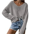 thumbnail image 1 of 2026 ! JINMGG V Neck Sweaters for Women Fall Winter,Women's Hedging V-Neck Loose Solid Color Temperament Long Sleeve Strapless Sexy Knitting Tops Sweater, 1 of 8