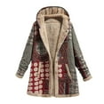 thumbnail image 1 of 2026 ! JINMGG Womens Coats, Winter Coats for Women Women's Cotton and Linen Printing Hoodies for Women Fall Winter Fleece Jacket Casual Hooded Sweatshirts Thick Lined, 1 of 7