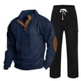 thumbnail image 1 of 2024 Clearance!!! Men's Jogging Tracksuit 2 Piece Athletic Outfit Long Sleeve Quarter Button Up Corduroy Sports Pullover Suit Sweatsuit for Mens Fashion Workout Loungewear Sets, 1 of 8