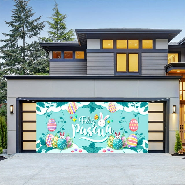 2024 Clearance Sale Easter Garage Door Hanging Flags Banners Bunny Egg