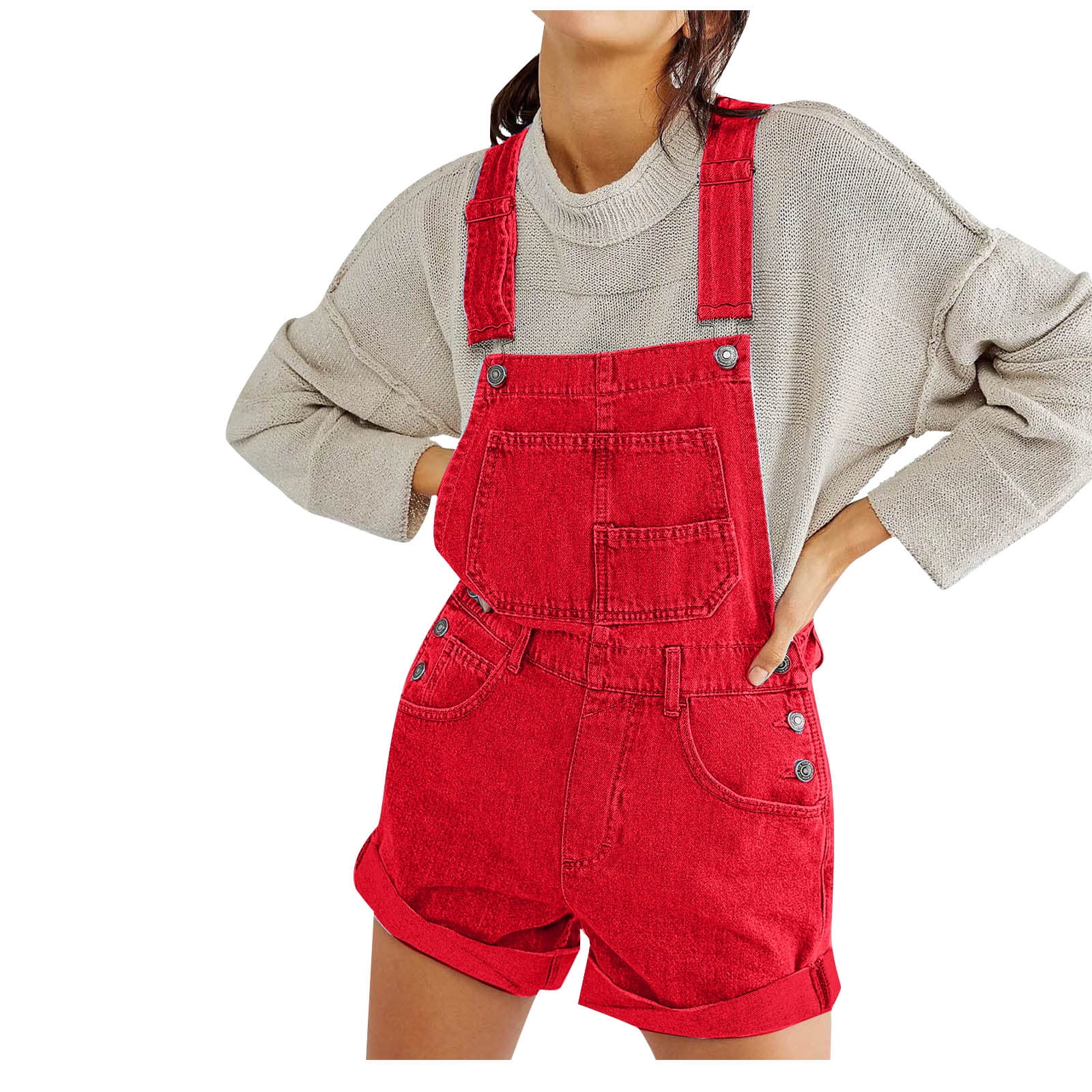 Casual Chic Women's Stretch Adjustable Denim Bib Overalls main image 0