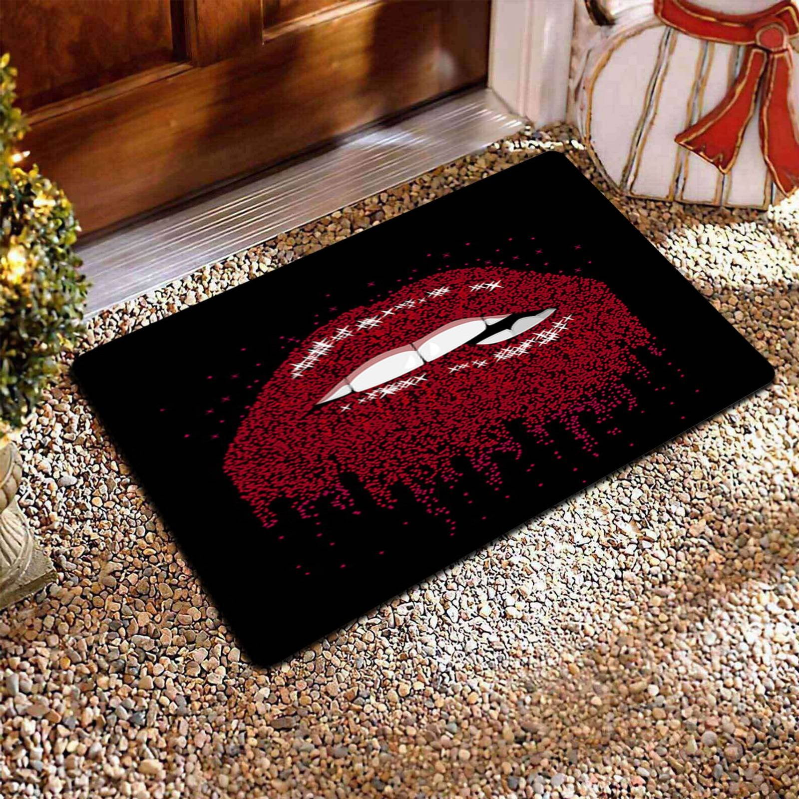 2024 Clearance Sale Valentine's Day Flannel Red Lips Floor Mat
