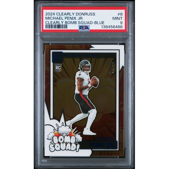 2024 Clearly Donruss Bomb Squad Blue Michael Penix Jr. #6 /49 PSA 9