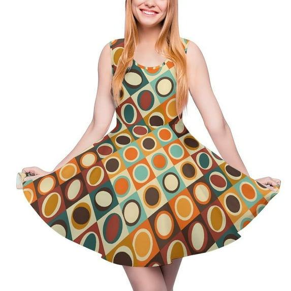 2024 Clothes Oversize Summer Dress Skate Printed Fashion Waist High Dresses Boho Minimalist Mondrian Dress Stijl De Geometric Vintage