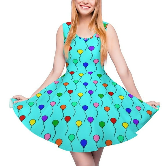 2024 Clothes Printed Women Dress Skate Size Big Streetwear Sleeveless Dresses Boho Print Dogs Colorful Dress Animal Balloon