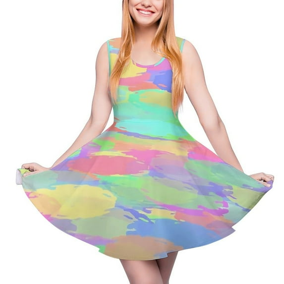 2024 Clothing Custom Womens Dress Skate Oversize Aesthetic Sleeveless Dresses Vintage Purple and Red Dress Brush Abstract