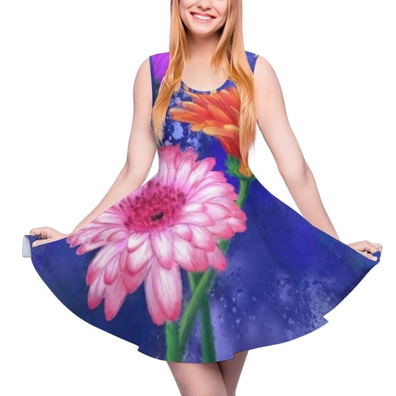 2024 Clothing Design Womens Dress Skate Oversized Fashion Street Waist High Dresses Boho Print Colorful Cute Dress Floral Vintage
