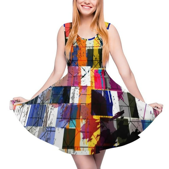 2024 Clothing Oversized Womens Summer Dress Skate Graphic Casual Dresses Club Night Print Stripes Colorful Dress Bright