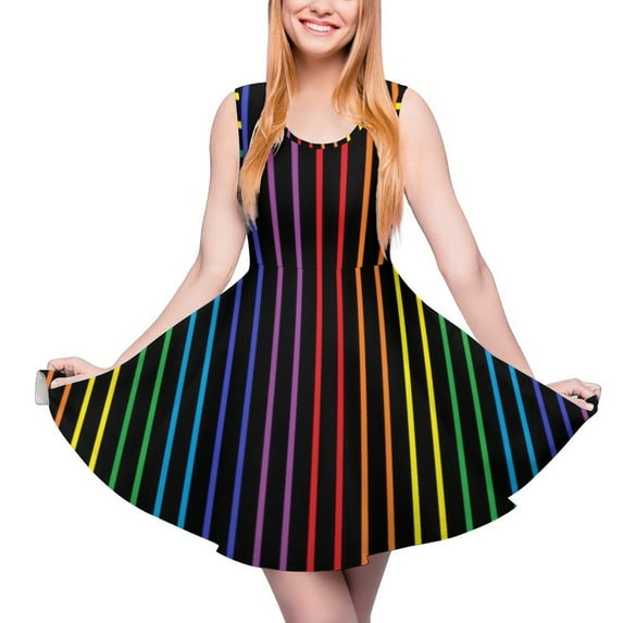 2024 Clothing Oversized Womens Summer Dress Skate Graphic Casual Dresses Club Night Print Stripes Colorful Dress Bright