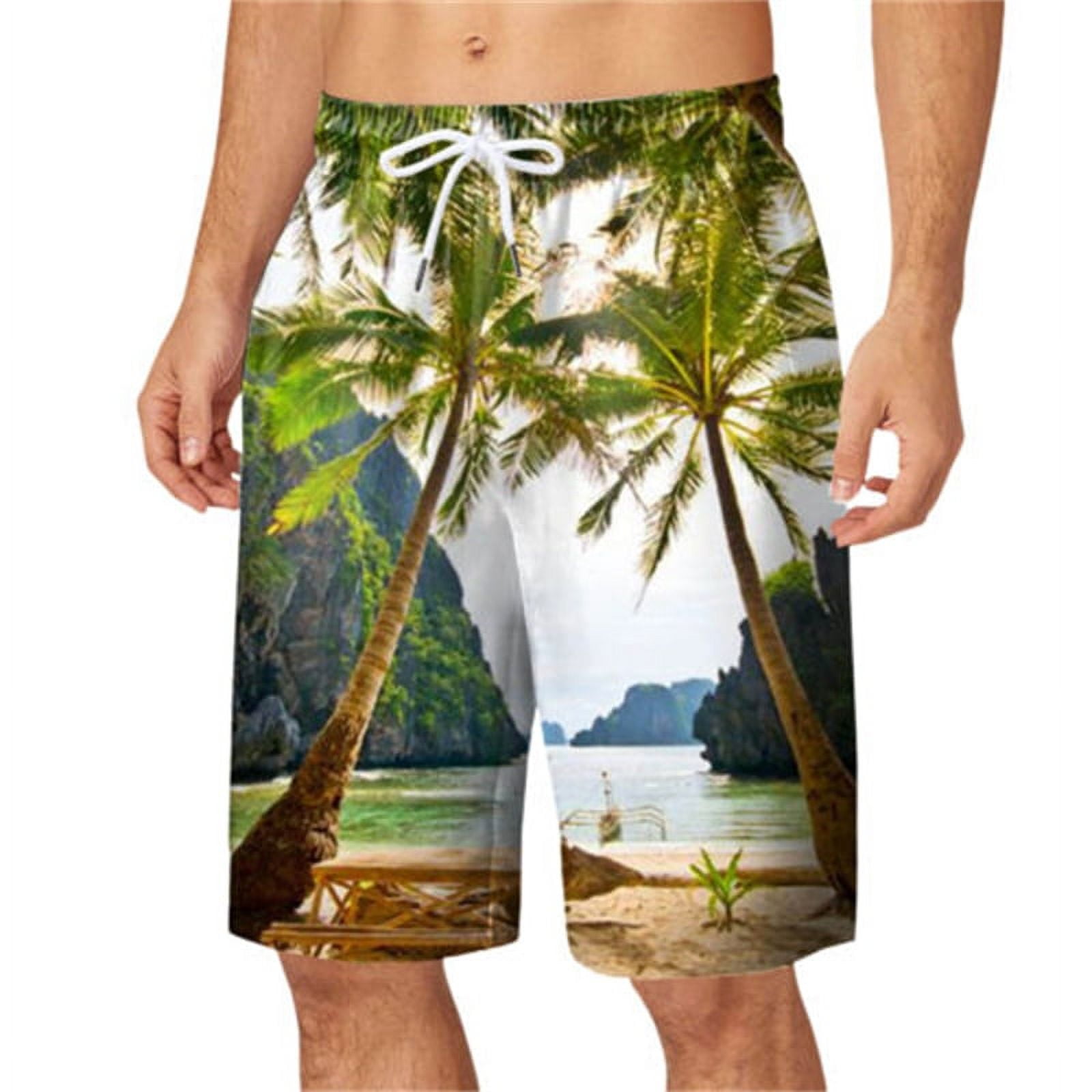 2024 Coconut Tree Beach Shorts Fashion 3D Print Surfing Board Shorts