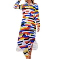 thumbnail image 1 of 2024 Color Block Art Chiffon Dress Mondrian Minimalist De Stijl Elegant Dresses Women Long Sleeve V Neck Design Oversize Casual Dress, 1 of 7