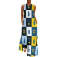 thumbnail image 1 of 2024 Colorblock Print Dress Modern Check Kawaii Maxi Dress V Neck Custom Boho Beach Long Dresses Street Wear Oversize Vestido, 1 of 1
