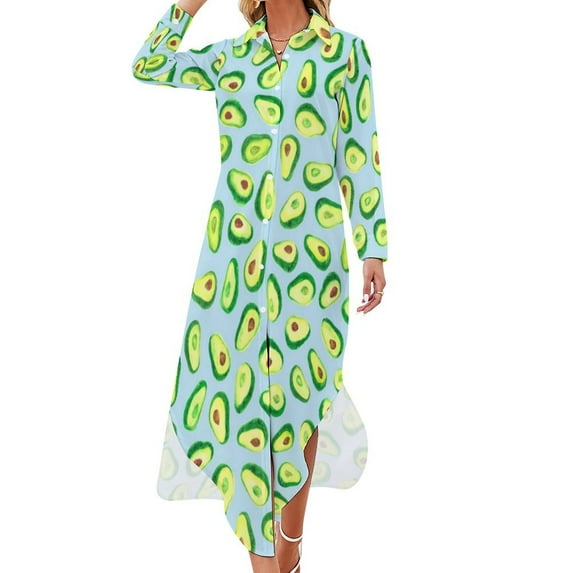 2024 Colorful Fruit Print Casual Dress Orange Lemon Street Fashion Dresses V Neck Elegant Chiffon Dress Long Sleeve Vestido Big Size