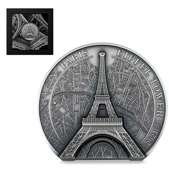 2024 Cook Islands 2 oz Silver Eiffel Tower Coin .9999 Fine