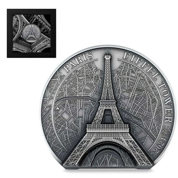 2024 Cook Islands 5 oz Silver Eiffel Tower Coin .9999 Fine