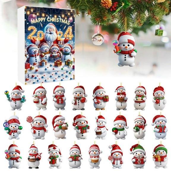 2024 Countdown To Christmas: 24 Day Advent Blind 2D Adorable Acrylic Christmas Snowman Ornament Set B Classroom Timers Stop Timer Kids New Year Countdown Countdown to Christmas Calendar for Girls Kids
