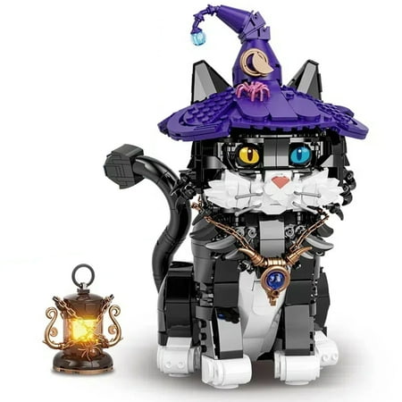 FLOWER LEGEND Tuxedo Black Cat Building Set, Magic Cat Mini Kit for Teens and Adults