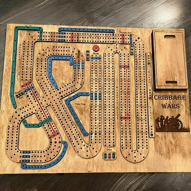 2024 Cribbage Wars Board - Wooden with Storage. Play Cribbage War Game. Time Warps and Traps Make it Unique. Ideal for Board Game Enthusiasts.
