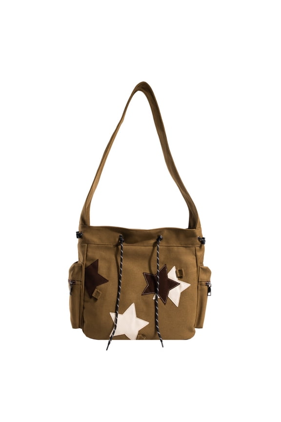 2024 Crossbody Bag Canvas Star Bag for Teen Large Capacity Book Bag Vintage School Bag Versatile Messenger Bag