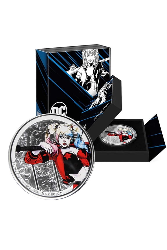 2024 DC Villain Harley Quinn 3 oz Silver Coin By NZ Mint Mintage of 1000