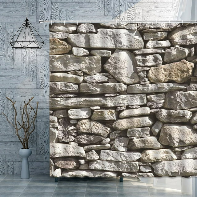 2024 DREAMFIRE Brick Stone Wall Shower Curtain Vintage American Country