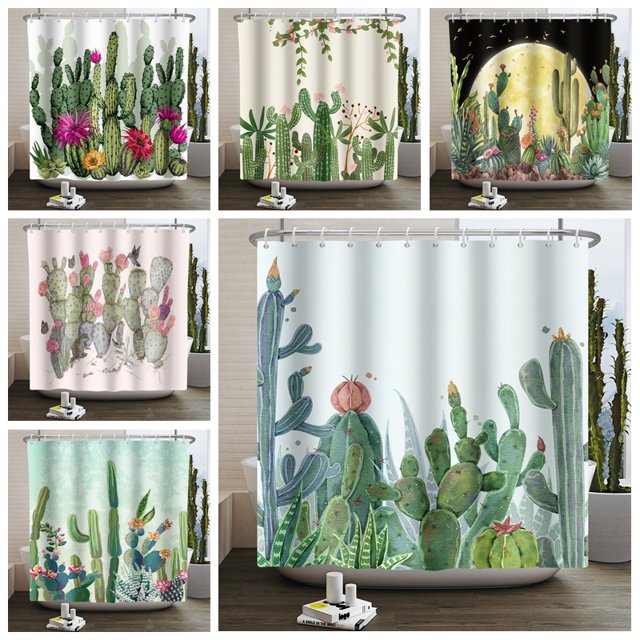 2024 DREAMFIRE Cactus Shower Curtain Tropical Green Plant Waterproof