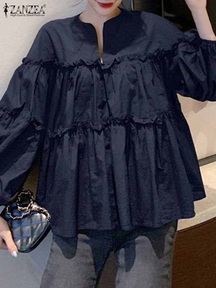 2024 DREAMFIRE Fashion Women Long Puff Sleeve Blouse Autumn Spring