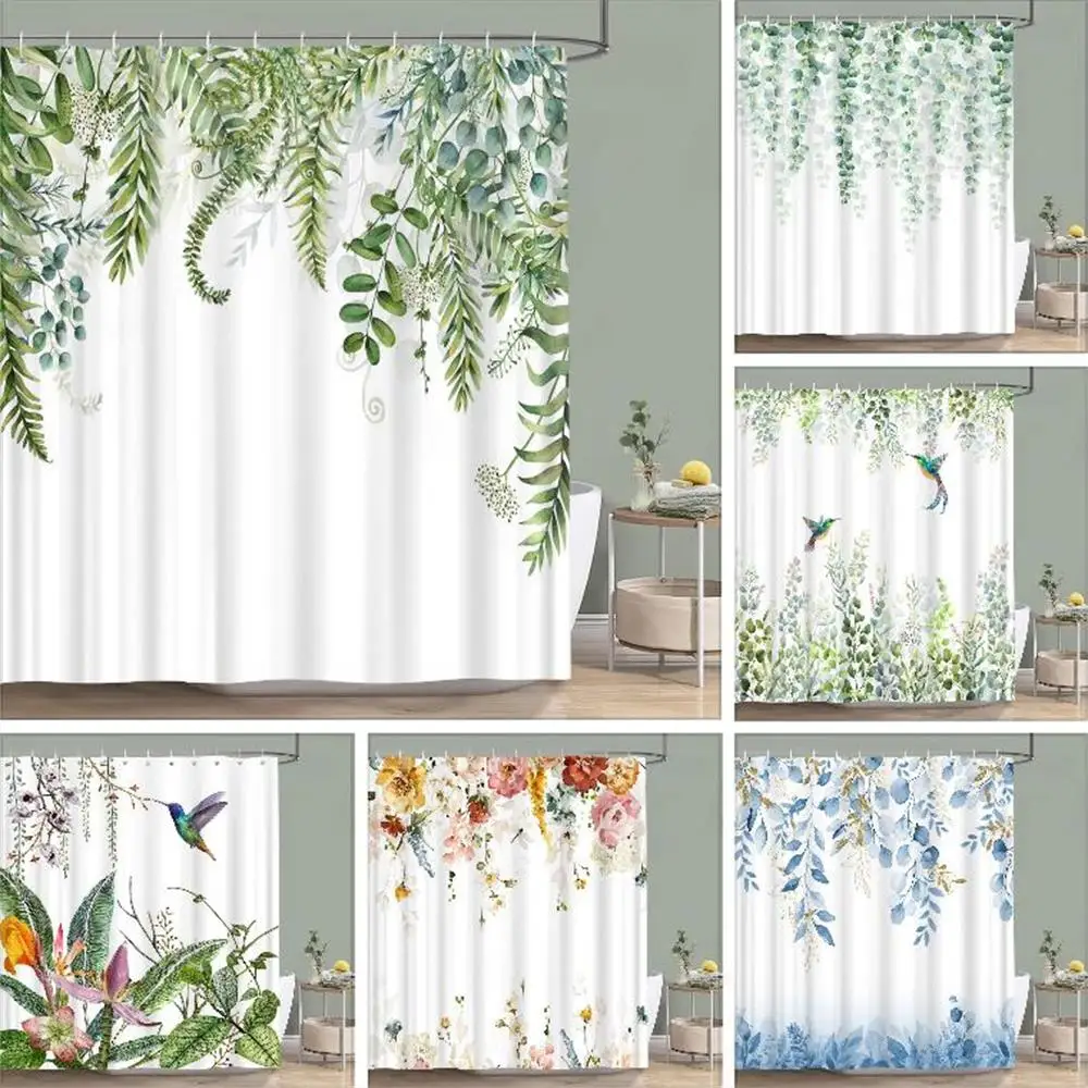 2024 DREAMFIRE Sage Green Shower Curtain Plant Botanical Eucalyptus