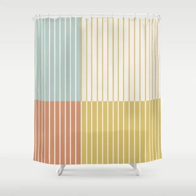 2024 DREAMFIRE Simple Colorful Line Pattern Bathroom Curtain Home