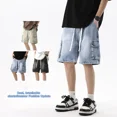 2024 DREAMFIRE Summer Cargo Jeans Men Pockets Denim Shorts Elastic