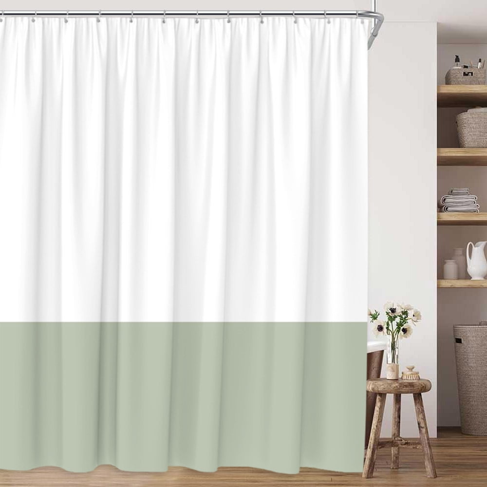 2024 DREAMFIRE White Sage Green 2 Color Splicing Shower Curtain Texture