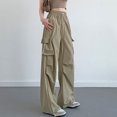 2024 DREAMFIRE Women Drawstring Pocket Cargo Pants Summer Casual Wide