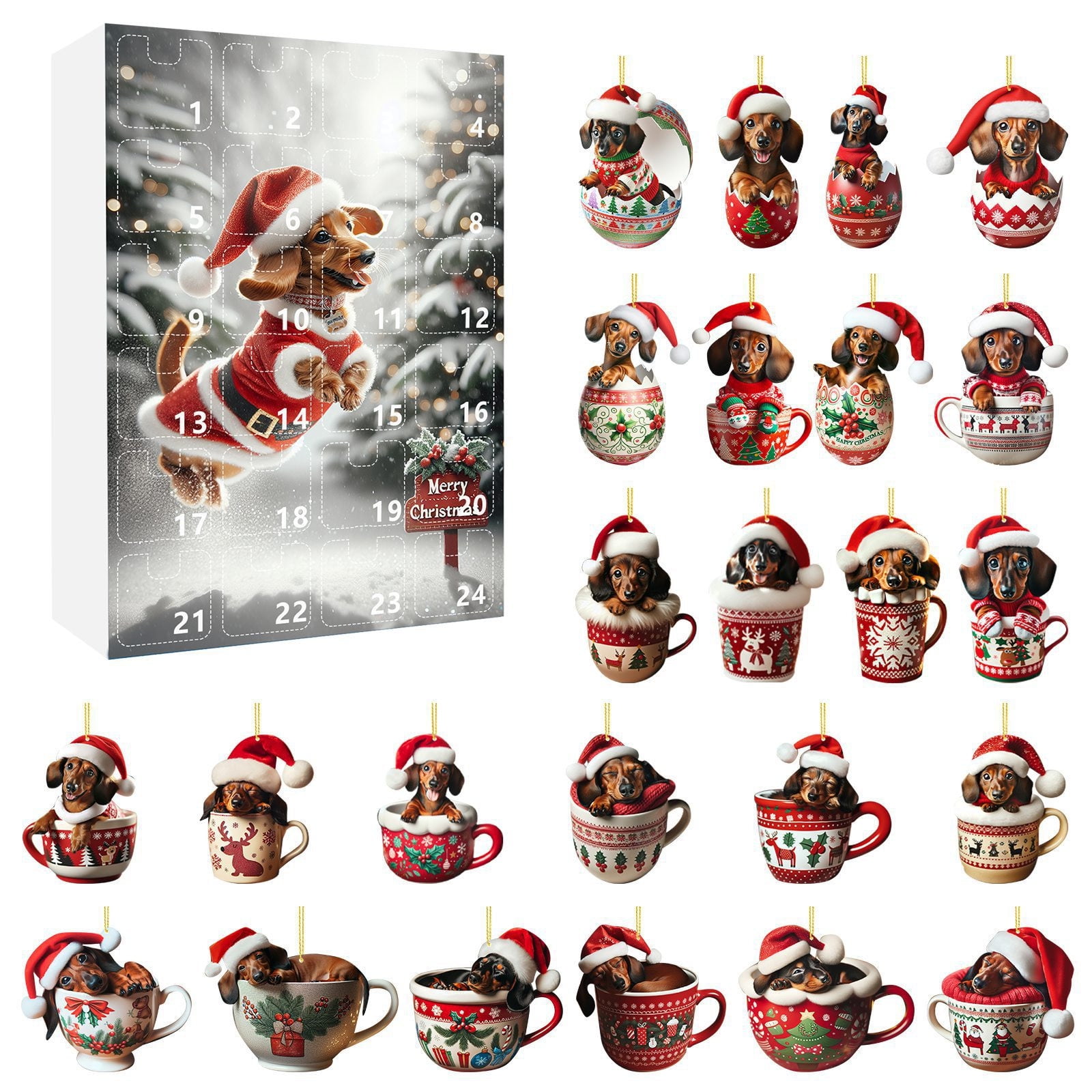 2024 Dachshund Advent Calendar Christmas Dachshund With Santa Hats 2024-dachshund-advent-calendar-christmas-dachshund-with-santa-hats