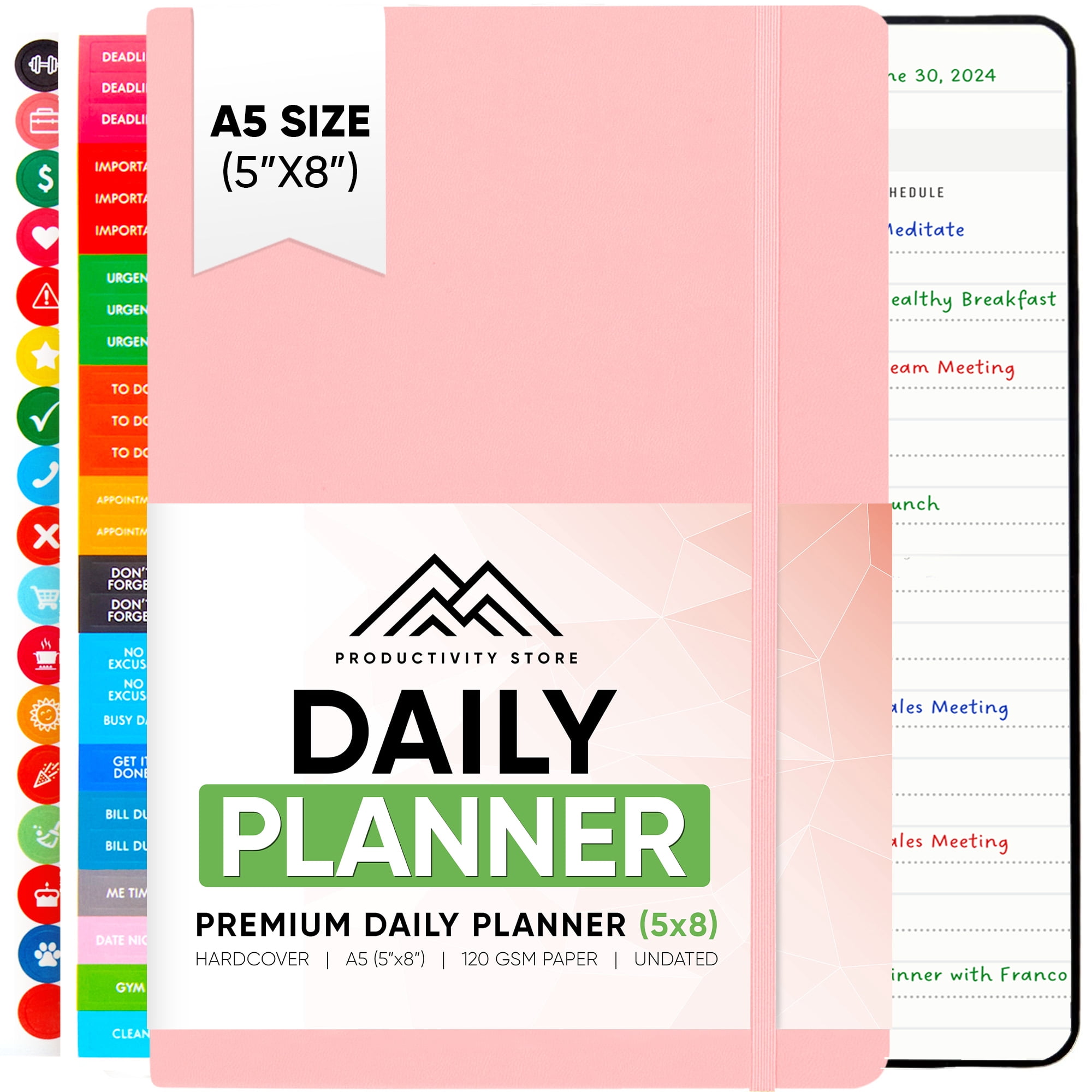 2024 Daily Planner - 6-Month Undated Daily Planner With Daily Tasks, Goals & Schedule - Best Goal Planner For Productivity and Personal Success - A5 5" x 8" Size - Pink - Productivity Store