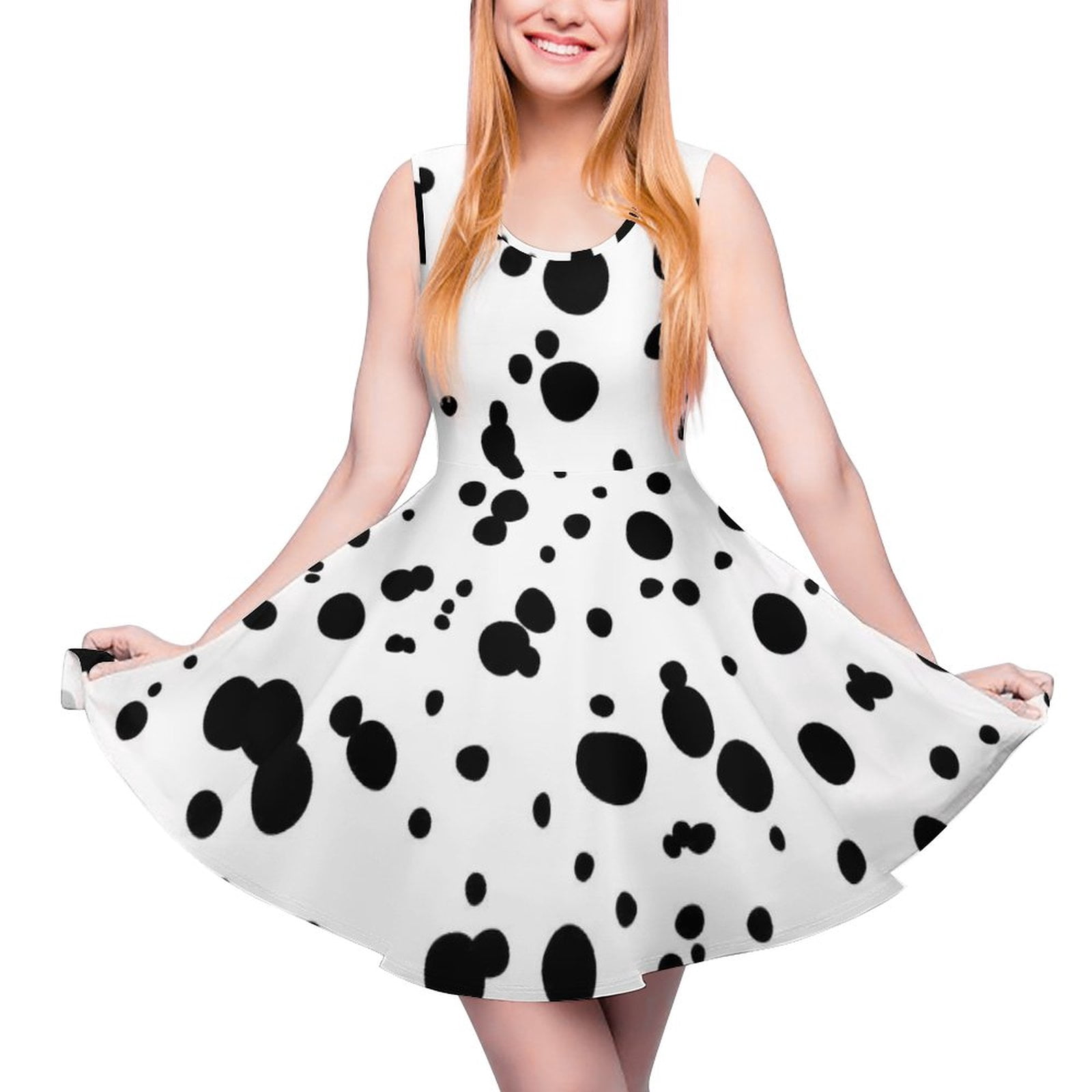 2024 Dalmatian Dog Print Dress High Waist Cute Spots Dots Korean ...