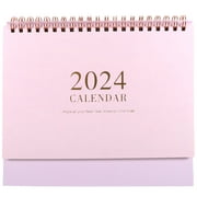 2024 Desk Calendar, Standing Flip, 12 Months, Pink