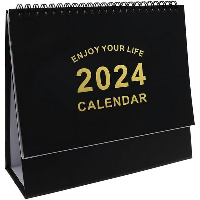 2024 Desk Calendar Standing Flip Black Foldable Stand Up Calendars 2023 ...