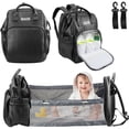 thumbnail image 1 of 2024 DiaperBag Backpack Leather Baby Bag with Changing Station Portable Baby Bed, 1 of 7