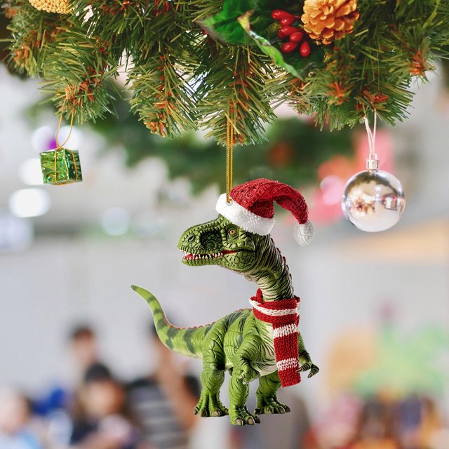 2024 Dinosaur Acrylic Flat Pendant Christmas Tree Ornament New Mini