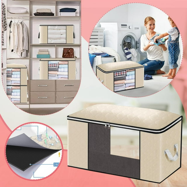 ECHOYY Clothes Comforter Storage Bag, Large Capacity Organizer With