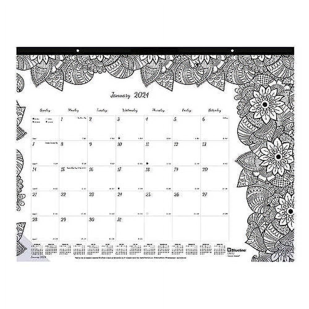 2024 Doodleplan Monthly Coloring Desk Pad Calendar, 12 Months, January