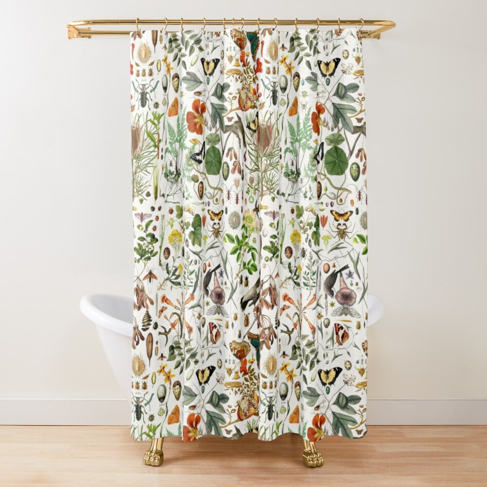 2024 Dreamfire Biology Floral Stall Shower Curtain Vintage Garden