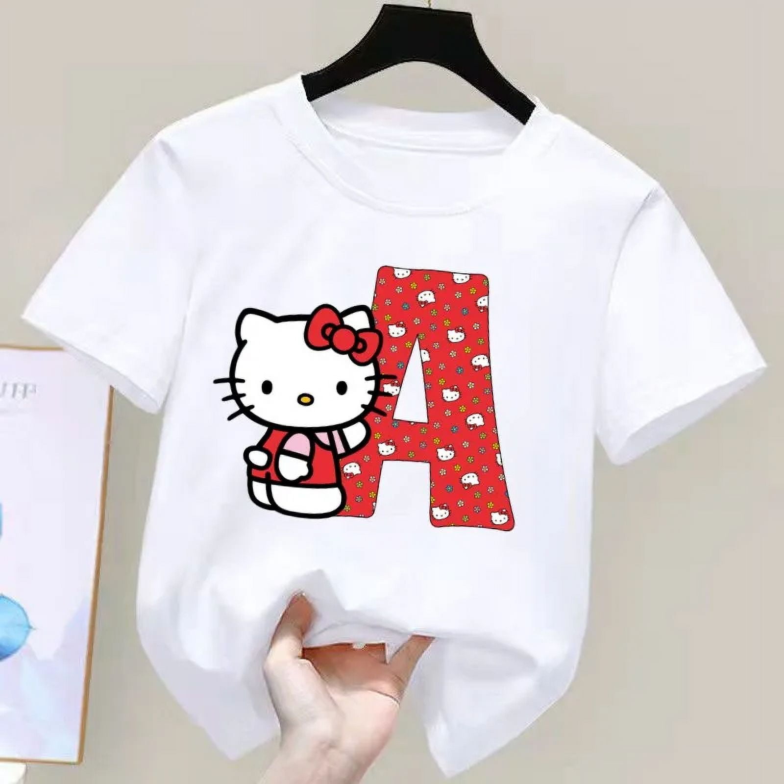 2024 Dreamfire Hello Kitty Anime Letter AZ Children‘s Shortsleeved