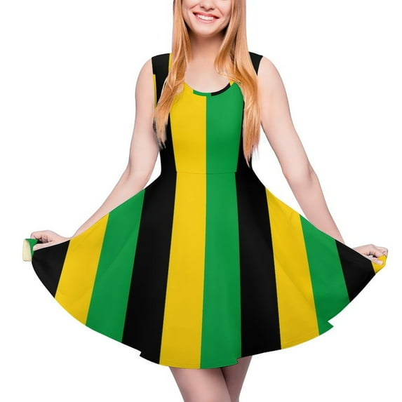 2024 Dress Skate Custom Beach Boho Oversized Womens Summer Dresses Casual Jamaica for Love Waist High Dress Flag Jamaican
