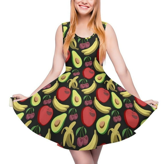 2024 Dress Skate Graphic Cute Size Big Women Summer Dresses Fashion Korean Print Floral Sleeveless Dress Print Fruit Vintage