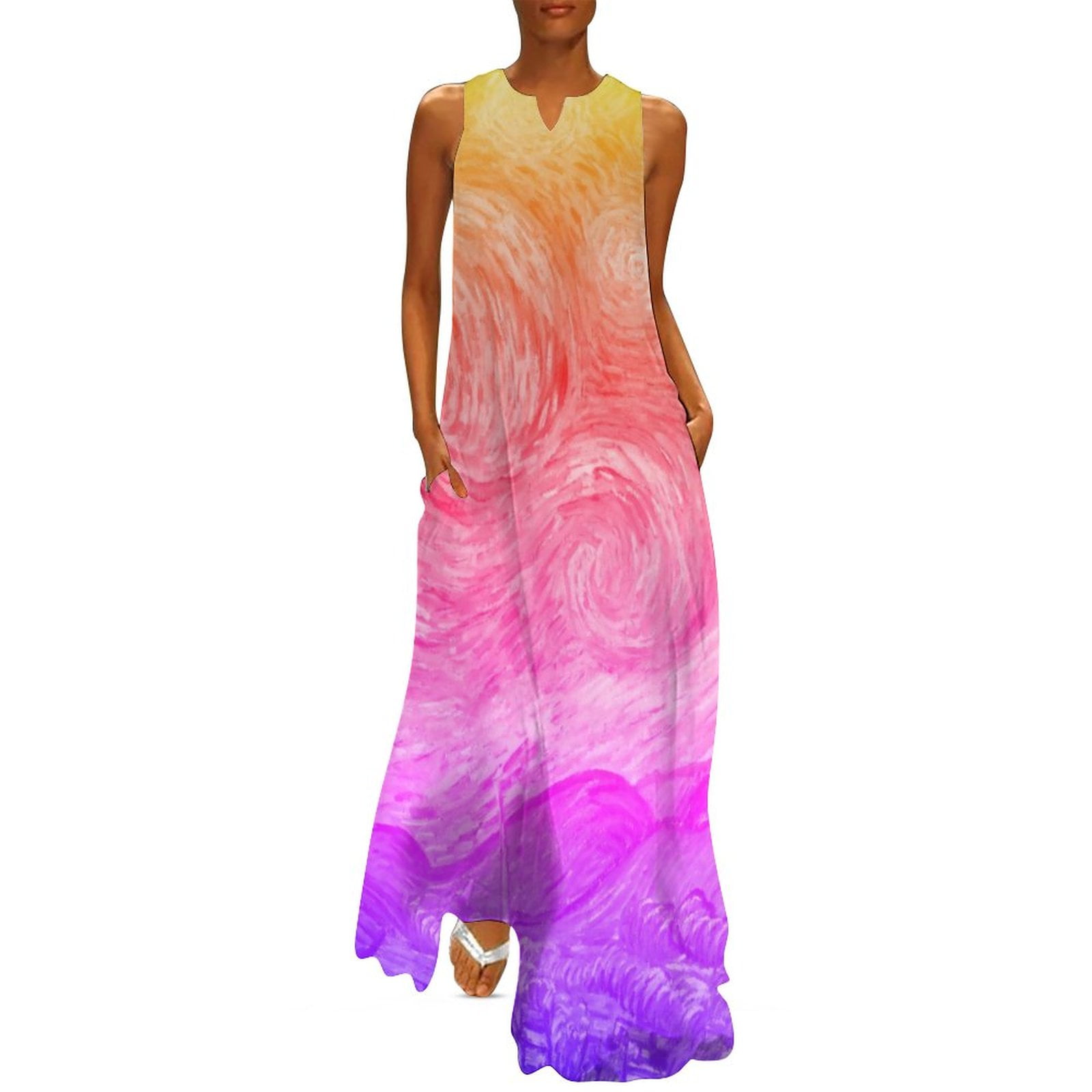 2024 Dress Vase With Sunflowers Elegant Maxi Dress Aesthetic Boho Beach ...