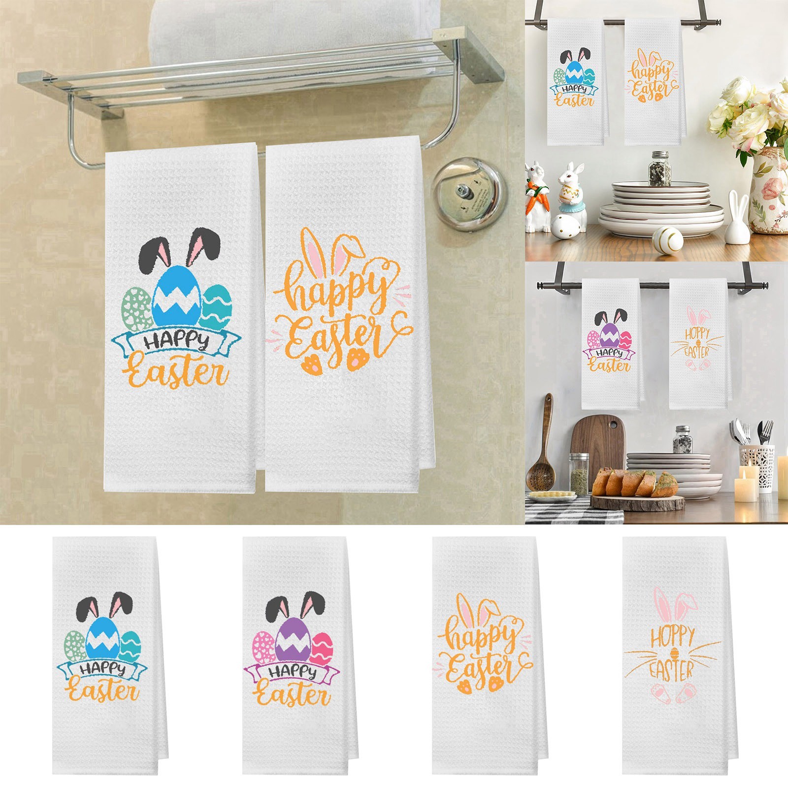 2024 Easter Bunny Carrot Easter Kitchen Towel Dish Towel 18 Inch